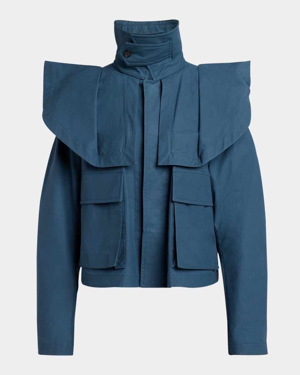 Oversized Collar Cropped Trench Jacket